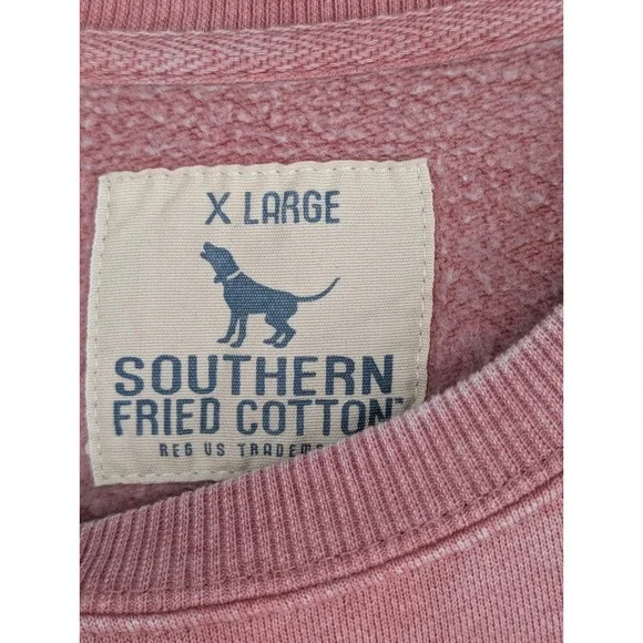 Southern Fried Cotton Womens XL Washed Pink Oversized Sweatshirt Pockets - Picture 4 of 9